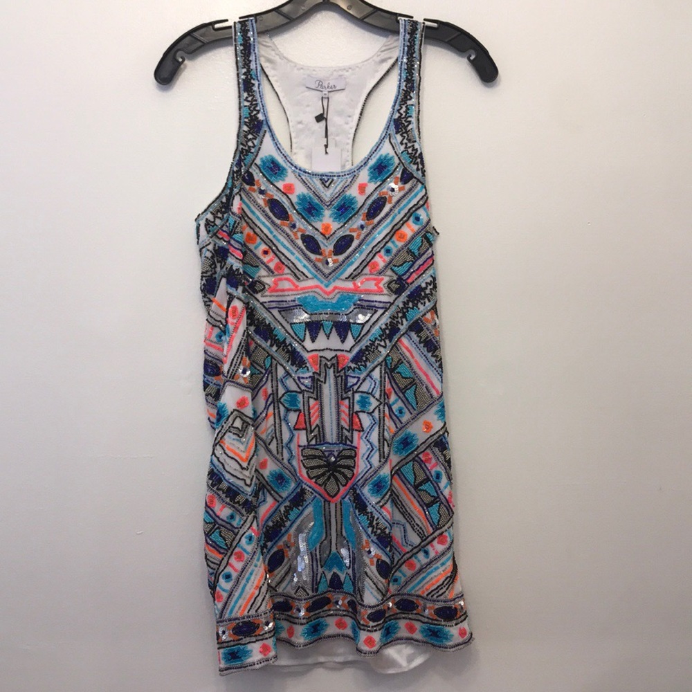NWT Parker Ornate Beaded Racerback Dress